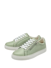 Ravel Green Leather Lace-Up Trainers - Image 2 of 4