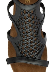 Ravel Black Leather Wedge Sandals - Image 4 of 4