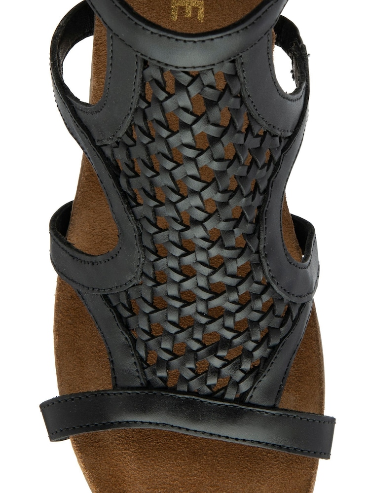 Ravel Black Leather Wedge Sandals - Image 4 of 4