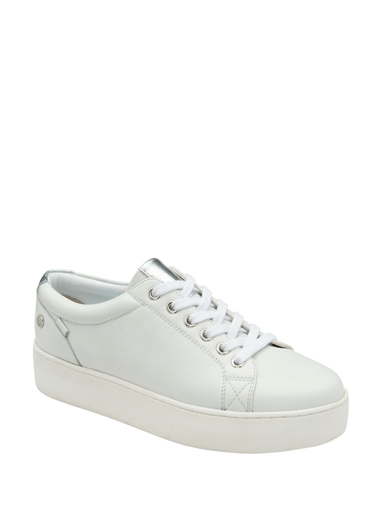 Ravel White Leather Lace-Up Trainers - Image 1 of 4