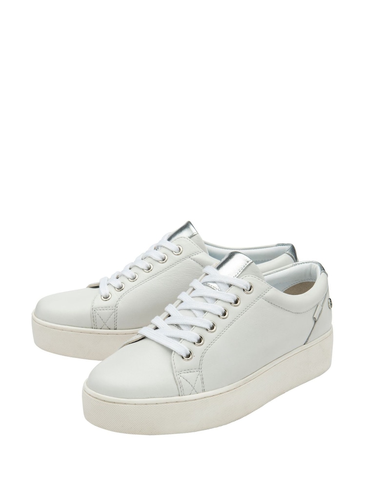 Ravel White Leather Lace-Up Trainers - Image 2 of 4