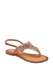 Ravel Metallic Leather Toe Post Sandals - Image 1 of 4