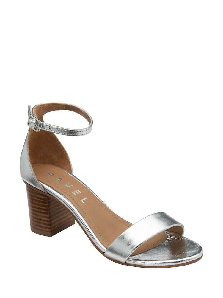 Ravel Silver Leather Heeled Sandals - Image 1 of 4