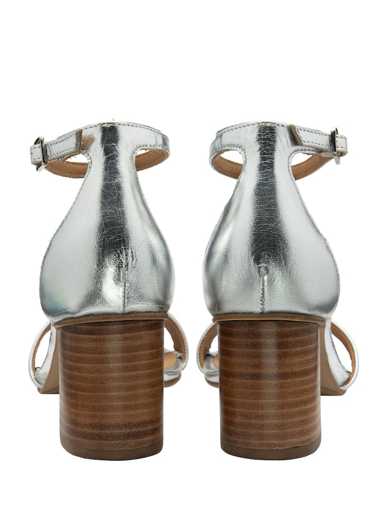 Ravel Silver Leather Heeled Sandals - Image 3 of 4