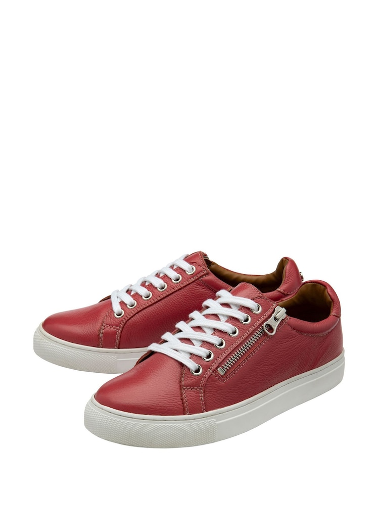 Ravel Red Leather Lace-Up Trainers - Image 2 of 4