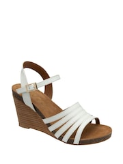 Ravel White Leather Wedge Sandals - Image 1 of 4