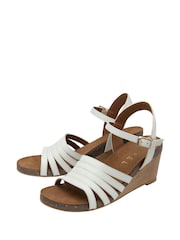 Ravel White Leather Wedge Sandals - Image 2 of 4
