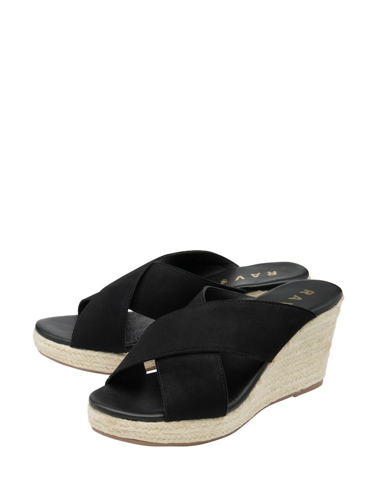Ravel Black Suede Wedge Mule Sandals - Image 2 of 4