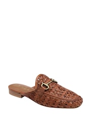 Ravel Brown Leather Mule Loafers - Image 1 of 4