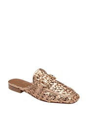 Ravel Gold Leather Mule Loafers - Image 1 of 4