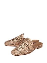 Ravel Gold Leather Mule Loafers - Image 2 of 4