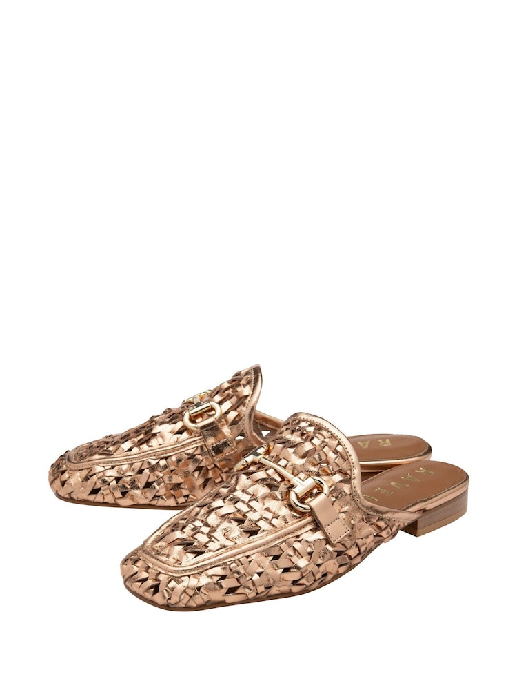 Ravel Gold Leather Mule Loafers - Image 2 of 4