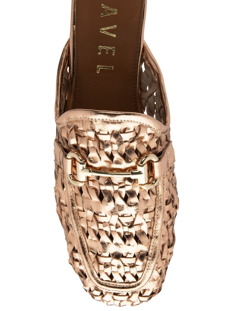 Ravel Gold Leather Mule Loafers - Image 4 of 4