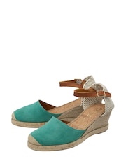 Ravel Aquamarine Blue Suede Ankle Strap Wedge Espadrilles - Image 2 of 4