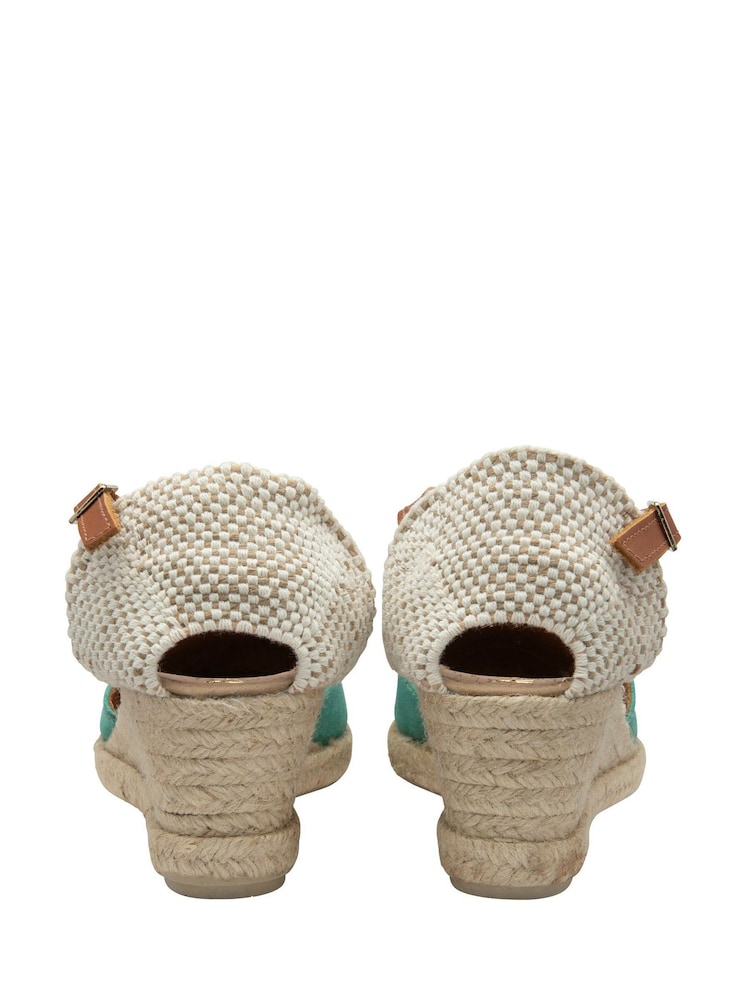 Ravel Aquamarine Blue Suede Ankle Strap Wedge Espadrilles - Image 3 of 4