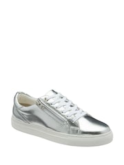 Ravel Silver Leather Zip-Up Trainers - Image 1 of 4