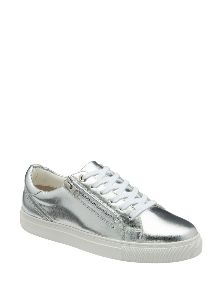 Ravel Silver Leather Zip-Up Trainers - Image 1 of 4
