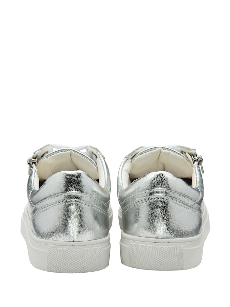 Ravel Silver Leather Zip-Up Trainers - Image 2 of 4