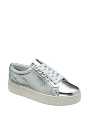 Ravel Silver Leather Lace-Up Trainers - Image 1 of 4