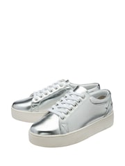 Ravel Silver Leather Lace-Up Trainers - Image 2 of 4