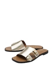 Ravel Gold Leather Open-Toe Sandals - Image 2 of 4