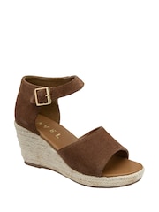 Ravel Brown Open-Toe Wedge Sandals - Image 1 of 4