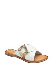 Ravel White Leather Mule Sandals - Image 1 of 4