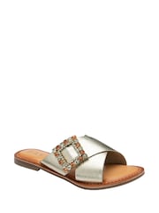 Ravel Gold Leather Mule Sandals - Image 1 of 4