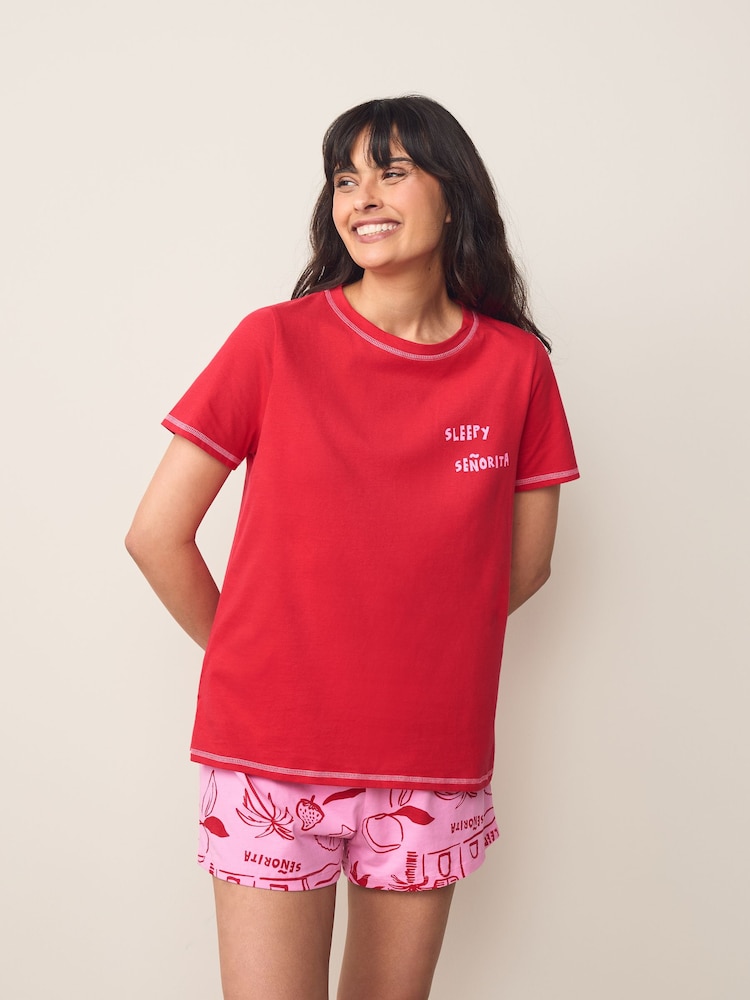 Red Short Set Pyjamas - Image 1 of 10 Red Short Set Pyjamas - Image 1 of 10