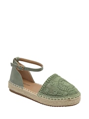 Dunlop Green Ankle Strap Flatform Shoes - Image 1 of 4