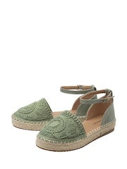 Dunlop Green Ankle Strap Flatform Shoes - Image 2 of 4