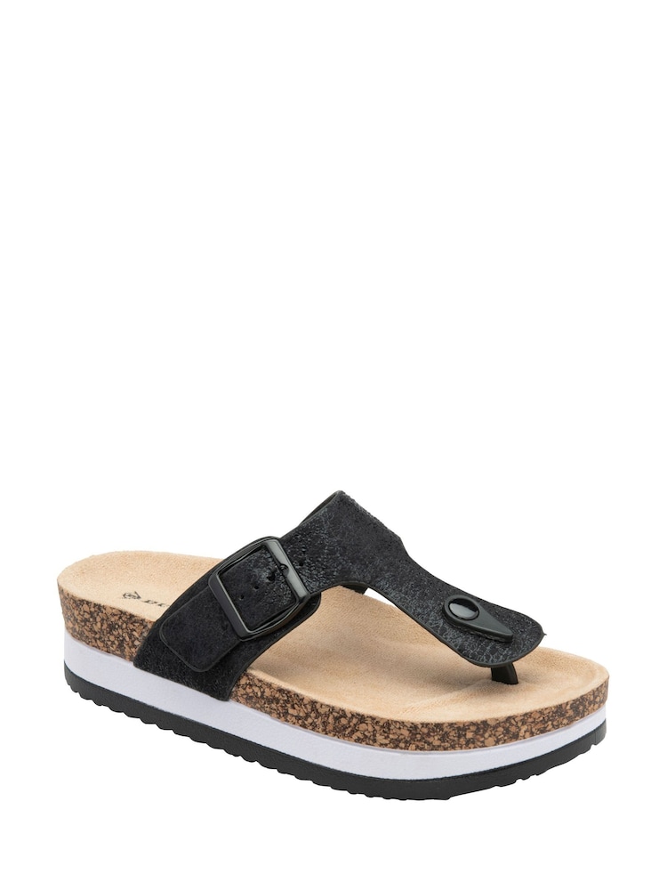 Dunlop Black Toe-Post Wedge Sandals - Image 1 of 4