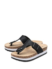Dunlop Black Toe-Post Wedge Sandals - Image 2 of 4