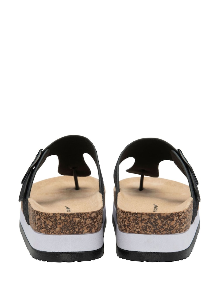 Dunlop Black Toe-Post Wedge Sandals - Image 3 of 4