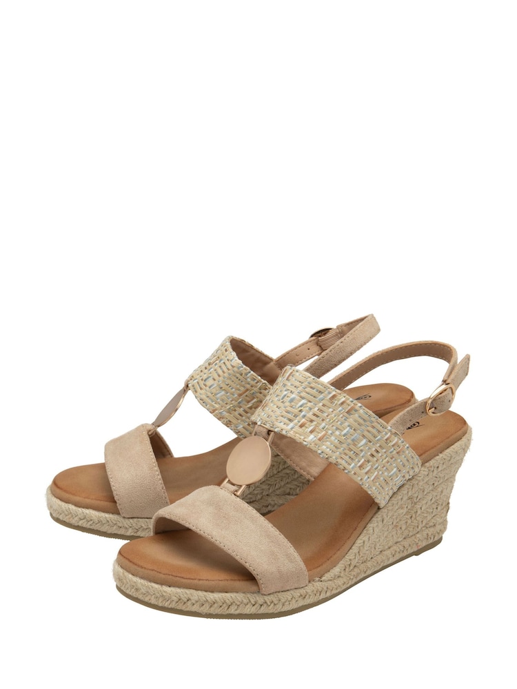 Dunlop Natural Double Strap Wedge Sandals - Image 2 of 4