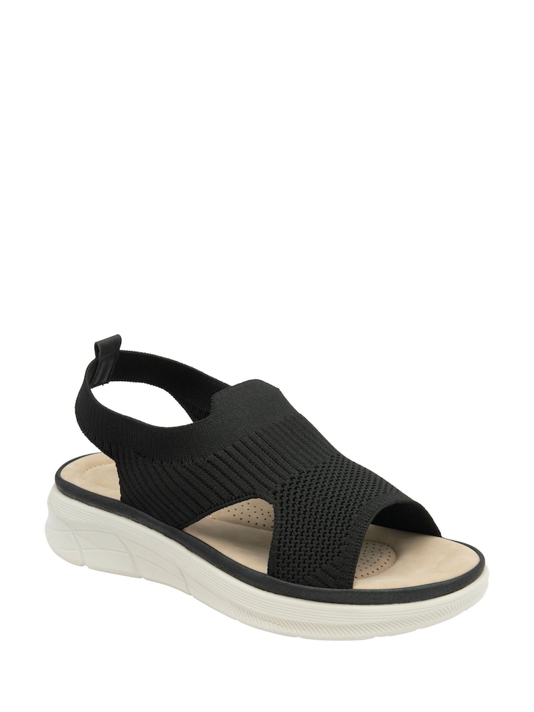 Schwarz - Dunlop Elasticated Wedge Sandals - Bild 1 von 4