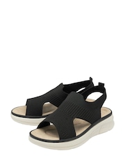 Schwarz - Dunlop Elasticated Wedge Sandals - Bild 2 von 4