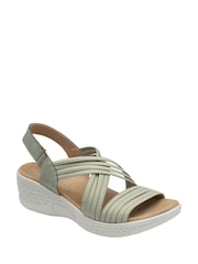 Dunlop Green Multi Elasticated Strap Wedge Sandals - Image 1 of 4