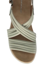 Dunlop Green Multi Elasticated Strap Wedge Sandals - Image 4 of 4