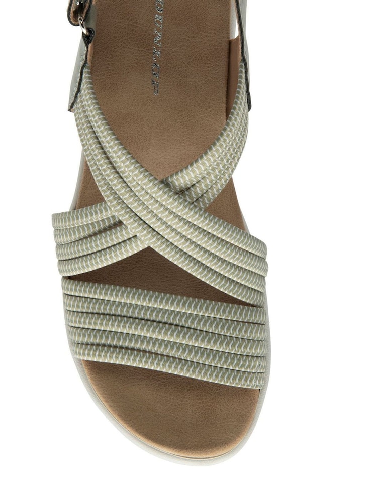 Dunlop Green Multi Elasticated Strap Wedge Sandals - Image 4 of 4