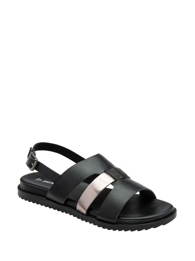 Dunlop Black Leather Upper Sandals - Image 1 of 4