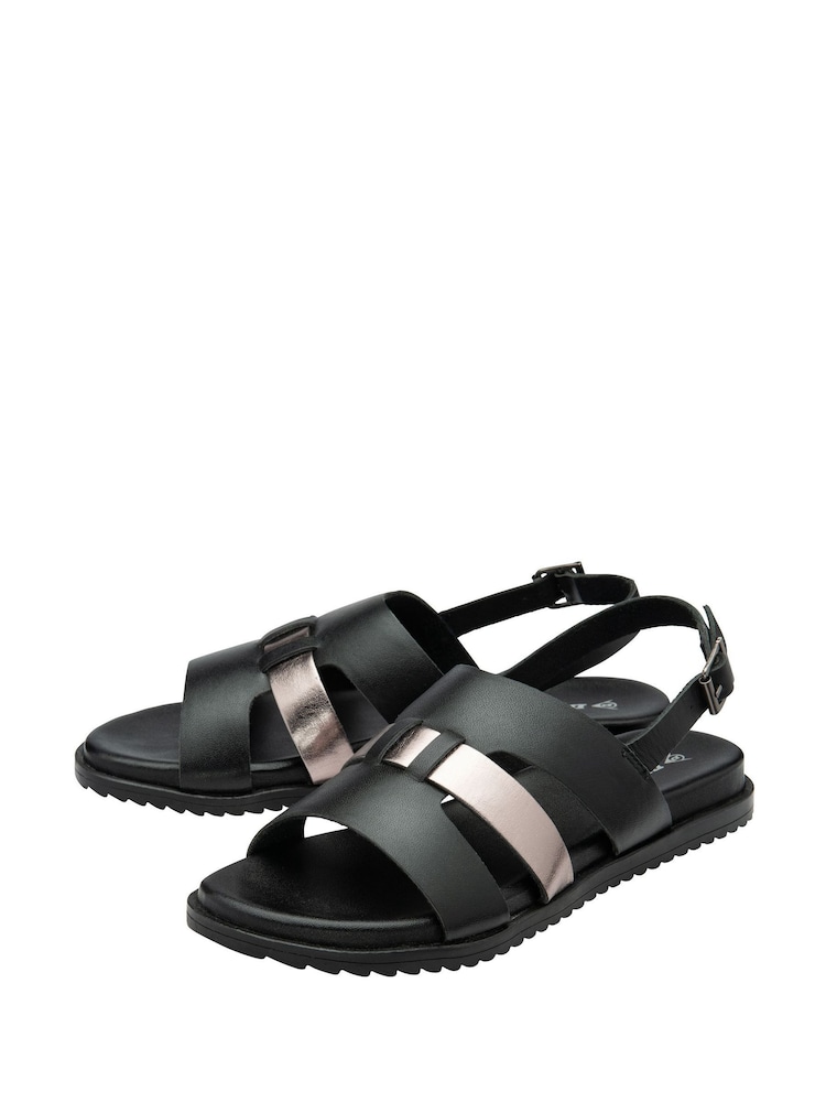 Dunlop Black Leather Upper Sandals - Image 2 of 4