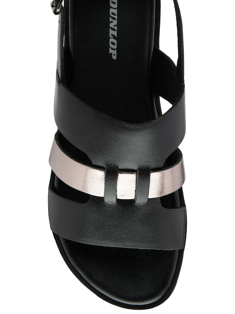 Dunlop Black Leather Upper Sandals - Image 4 of 4