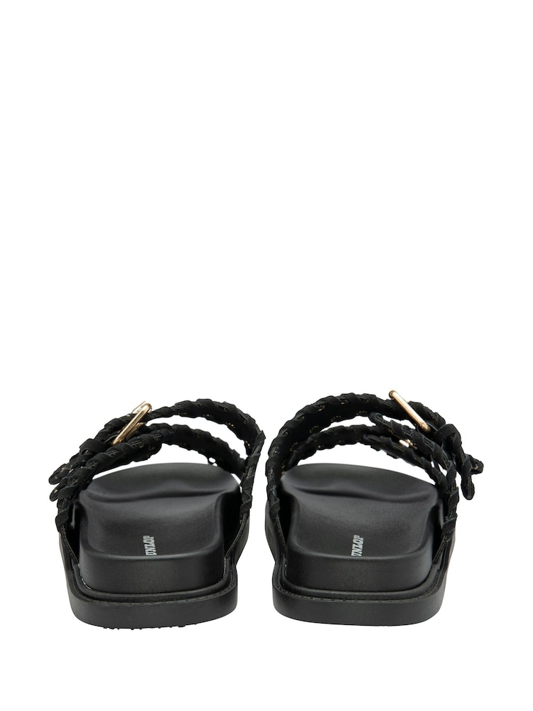 Dunlop Black Twin Strap Buckle Footbed Sandals - Image 3 of 4