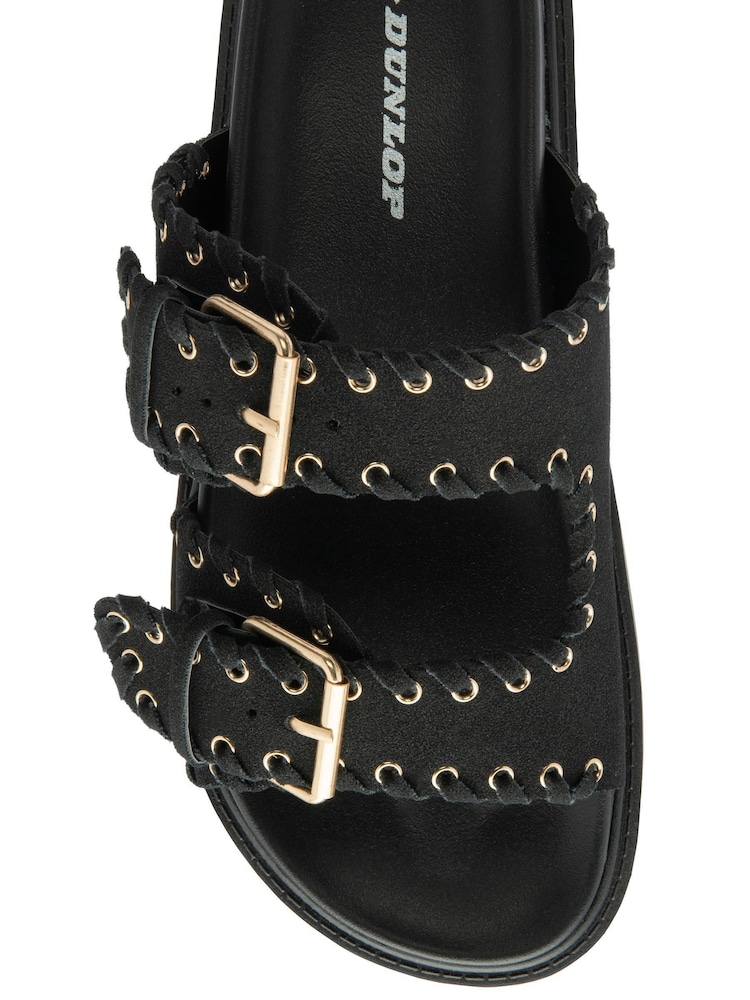 Dunlop Black Twin Strap Buckle Footbed Sandals - Image 4 of 4
