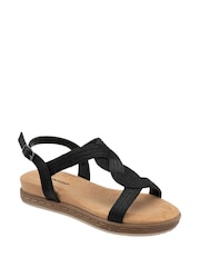 Dunlop Black T-Bar Buckle Strap Sandals - Image 1 of 4