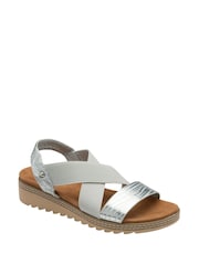 Dunlop Silver Elasicated Strap Wedge Sandals - Image 1 of 4