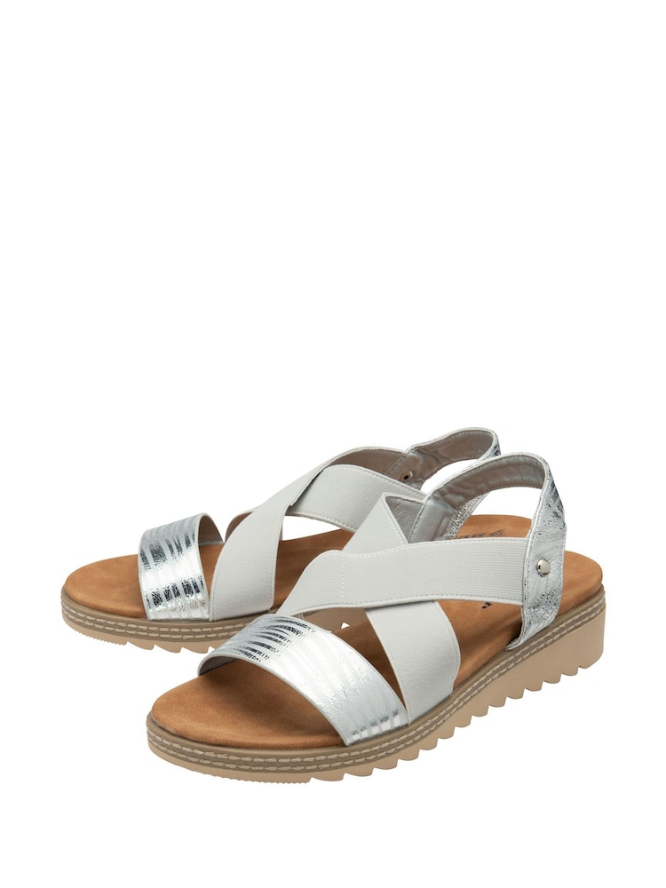 Dunlop Silver Elasicated Strap Wedge Sandals - Image 2 of 4