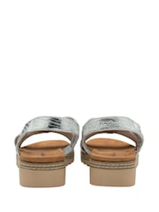 Dunlop Silver Elasicated Strap Wedge Sandals - Image 3 of 4