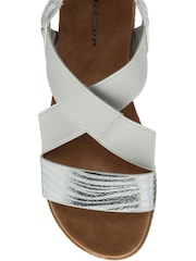 Dunlop Silver Elasicated Strap Wedge Sandals - Image 4 of 4